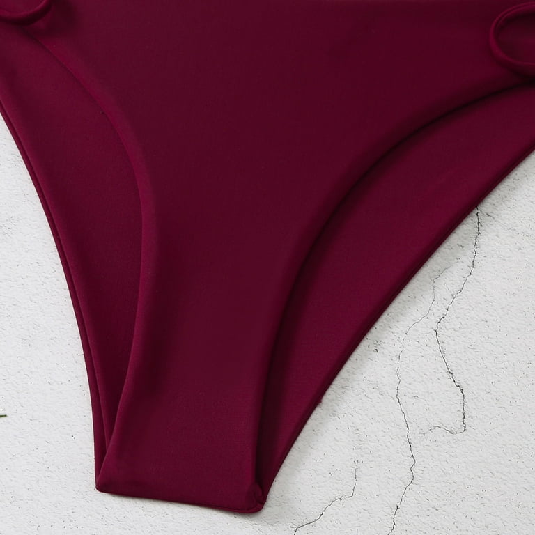 WREESH Womens Bikini Bottoms Cheeky Swimsuit Bathing Suit Bottoms Bikini Swim Shorts Bottom Swimsuit Bathing Wine