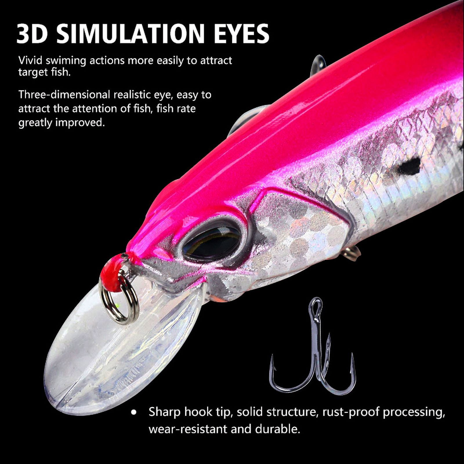 HENGJIA Fishing Lures Large Hard Bait Minnow VIB Lure with Treble Hook Life-Like Swimbait Fishing Bait Popper Crankbait Sinking Lure for Trout Bass Walleye Redfish