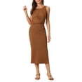 thumbnail image 1 of INSPIRE CHIC Robe Midi Sans Manches Décontractée pour Femmes, Taille Croisée, Marron P, 1 of 5