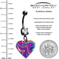 thumbnail image 3 of Body Candy Dangle Belly Ring - 316L Stainless Steel Black Navel Ring Piercing Swirling Heart Belly Button Ring for Women Men, 3 of 3