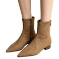 thumbnail image 2 of EKVAHL Women's Low-Heeled Boots Close Pointed Toe Versatile Ankle Booties Suede Slip-on Zipper Solid-Color Short Bootie Outdoor Daily Casual Shoes, 2 of 6