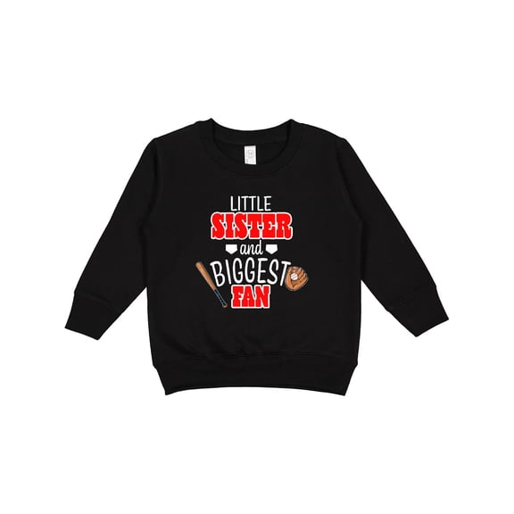 Inktastic Little Sister and Biggest Fan Baseball Glove and Bat Toddler Sweatshirt