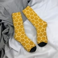 thumbnail image 7 of Geometry Print Socks Yellow Hexagon Funny Stockings Women Men Soft Outdoor Sports Socks Sp, 7 of 7