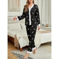thumbnail image 4 of Jusfitsu Silk Satin Pajama Set for Women Long Sleeve Sleepwear V Neck Two Piece Pjs Soft Loungwear, 4 of 6