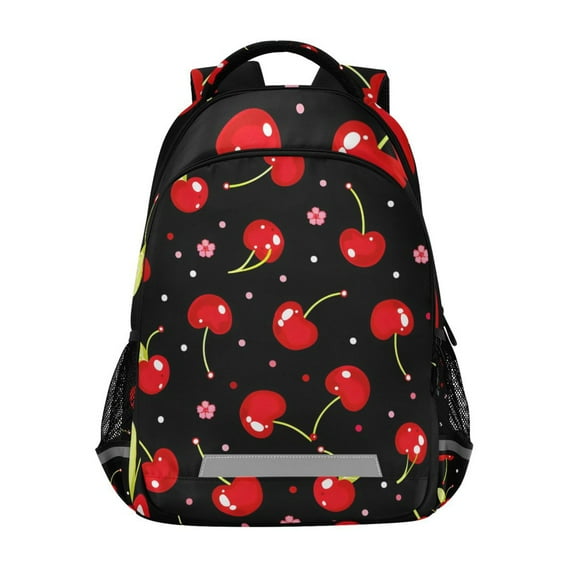 ALAZA Cherry Floral Black Backpack Elementary School Bag Bookbag Travel Rucksack
