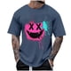 thumbnail image 2 of Blusas y camisas de manga corta con cuello redondo para hombre, blusas casuales de verano a la moda con cuello redondo y estampado para hombre., 2 of 4