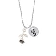 thumbnail image 2 of Delight Jewelry Silvertone Stemmed Rose Silvertone Script Initial Disc - G - Charm Necklace, 20"+3", 2 of 4