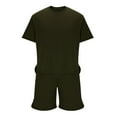thumbnail image 3 of PNTUTB Men's Short Sleeve Drawstring Short Suit T Shirt and Shorts Set Pockets Oversize Two Piece Casual Set, 3 of 5