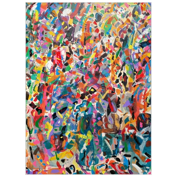 Meditations No. I Washable Colorful Abstract Art Area Rug size 8'x10', Power-loomed, Heavenly Softness with Non-Slipping Backing