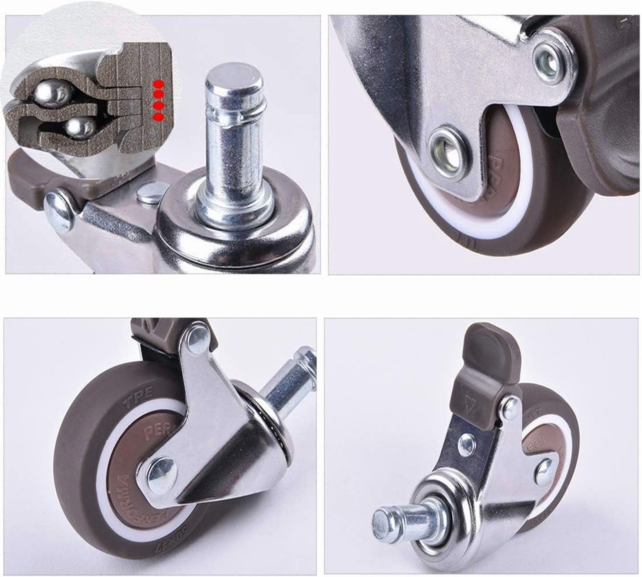 Gamvdout Plate Casters 4X Office Chair Moving Caster Wheels Trolley Furniture Replacement Castors Wheels Heavy Duty Castor Wheels 360° Swivel Rubber Caster Wheels Standard Stem Caster