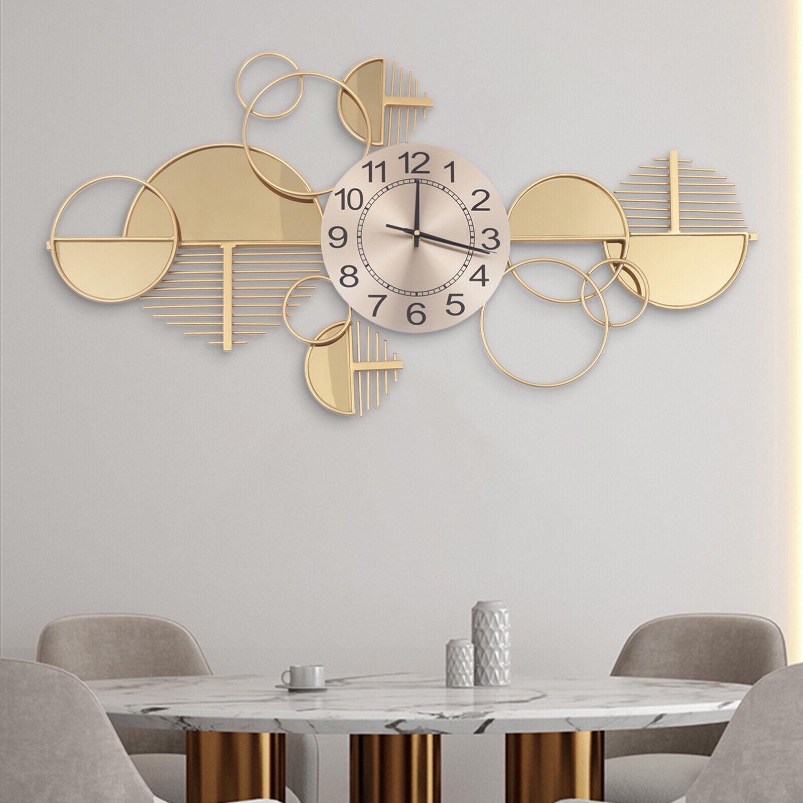 Large Luxury Gold Wall Clock Nordic Style Metal Clocks Home Living Room Decor for Studies, Living Rooms
