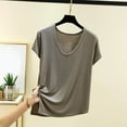 thumbnail image 3 of Womens Summer Basic Tops, Short Sleeve Shirts for Women Casual Loose Fit Solid Color Crewneck T-Shirts, 3 of 3
