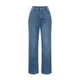 thumbnail image 6 of YYUIJK Womens Baggy High Waist Jeans Loose Straight Wide Leg Boyfriend Jeans Casual Denim Pants with Pockets Dark Blue XXL, 6 of 7