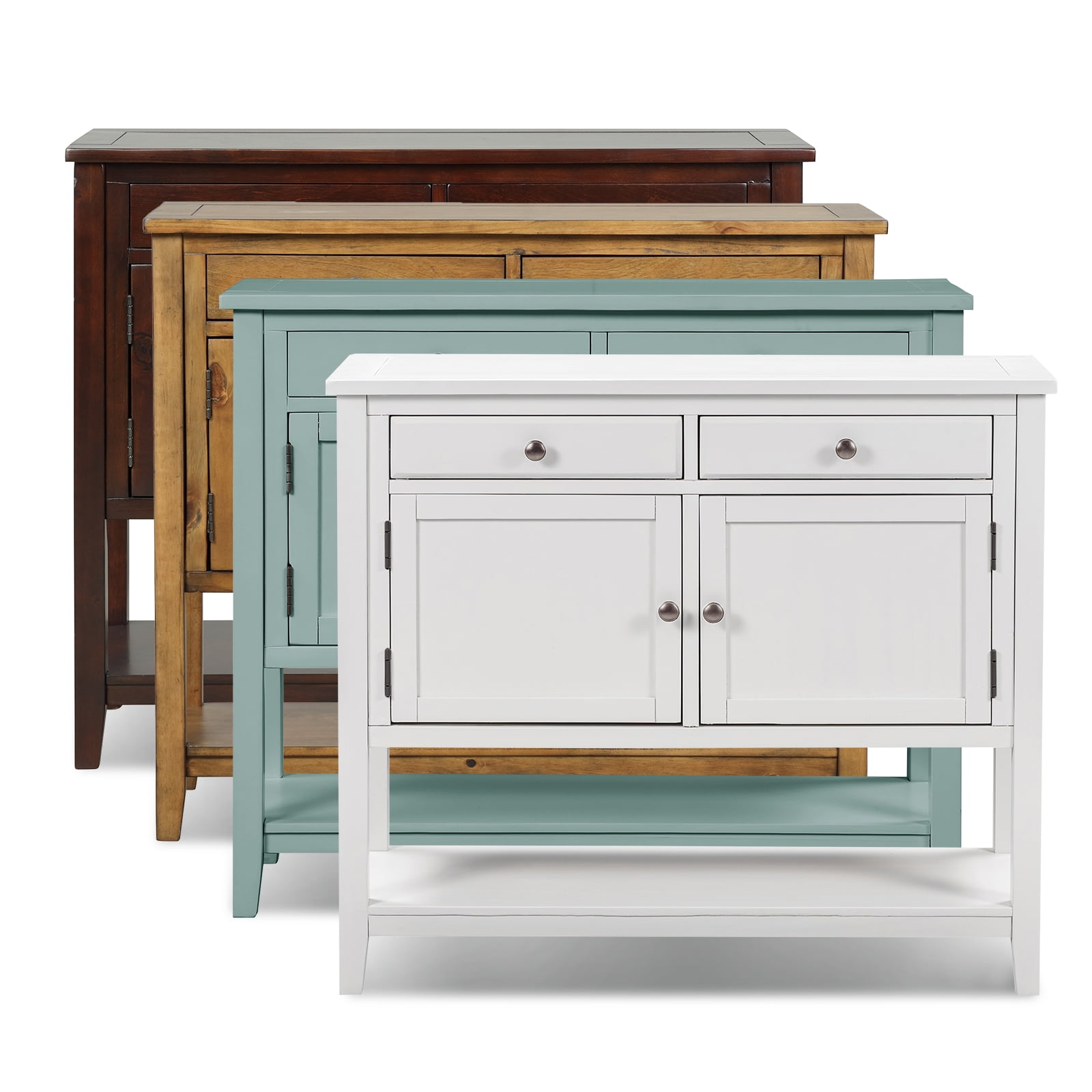Lowestbest 39" Modern Console Table, Sofa Table, Entryway Side Table with 2 Drawers, 2 Cabinets and 1 Shelf (White) Lowestbest 39" Modern Console Table, Sofa Table, Entryway Side Table with 2 Drawers, 2 Cabinets and 1 Shelf (White)