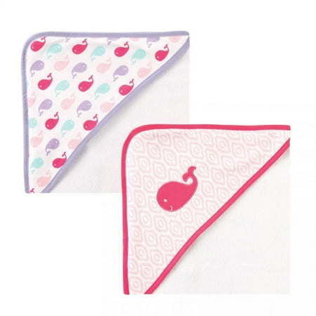 UPC: 0660168052282 | Luvable Friends Baby Girl Cotton Terry Hooded Towels Pink Whale One Size
