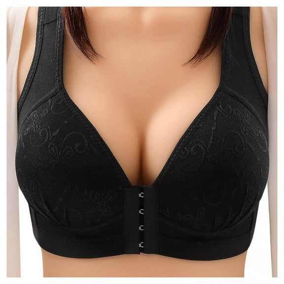 Tbopshirt Wirefree Bras Clearance,Lace Front Closure Bras,Women's Plus Size Bra,Casual Sexy Lace Front Button Shaping Cup Shoulder Strap Underwire Bra Extra-Elastic,Up to 50% Off Fashion