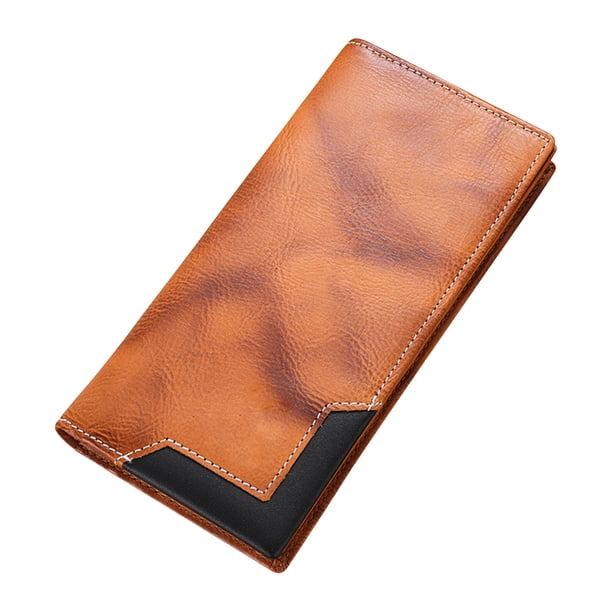 Cartera de cuero para hombre, con bloqueo RFID, de gran capacidad, estilo vintage, plegable, para viajes y negocios.