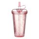 thumbnail image 1 of Vaso, Vaso con Pajita Doble, Taza de café con Jugo, 420 ml con Tapa y Pajita, Botella de Agua Reutilizable (Rosa) Sailing Electrónica, 1 of 5