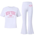 thumbnail image 4 of Amidoa Girls Summer 2 Piece Outfits Kids Print Short Sleeve and Pants Casual Clothing Sets White Size 5T, 4 of 7