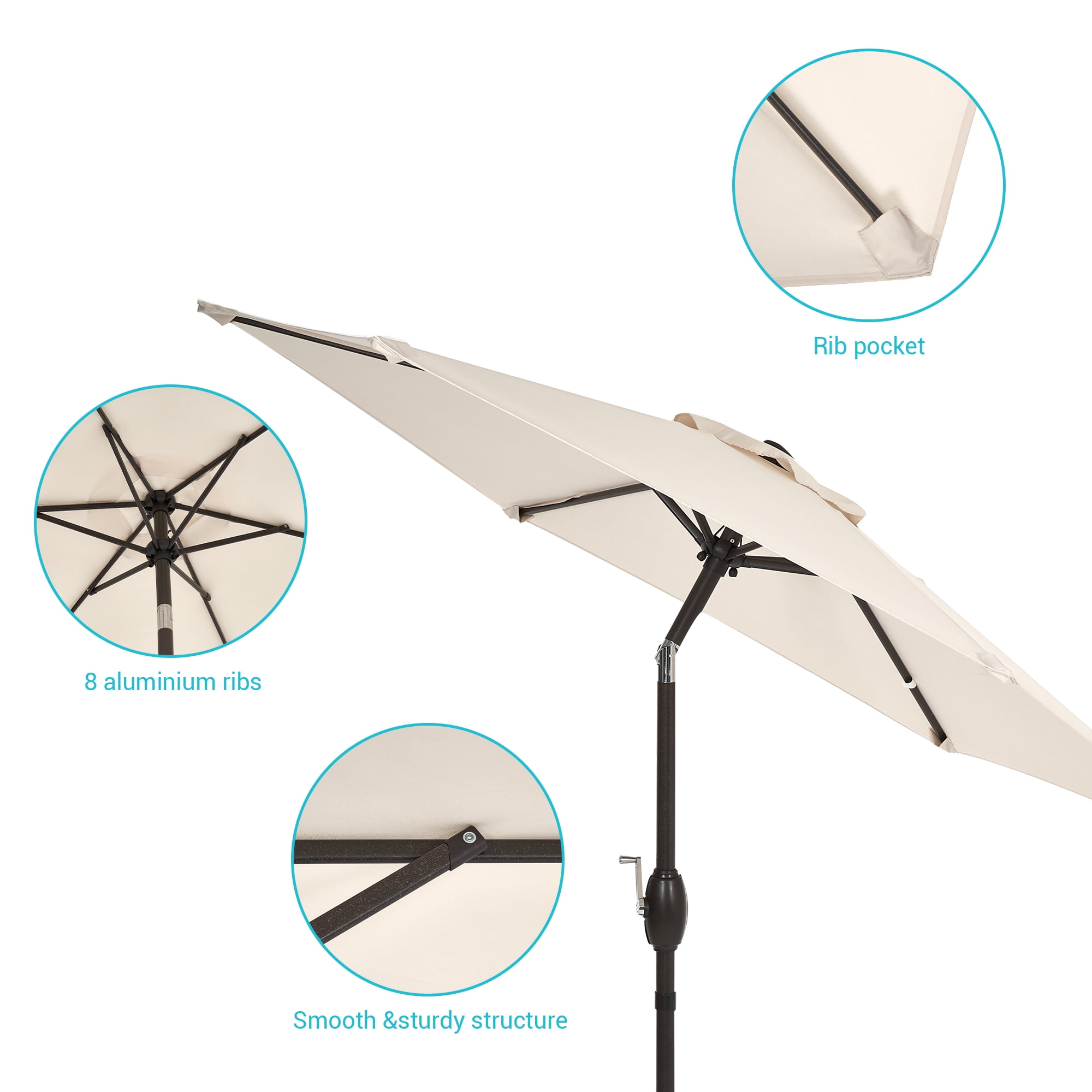 CHYVARY 7.5 FT Patio Outdoor Shade Table Market Umbrella with Tilt Button for Deck, Garden and Pool, Beige