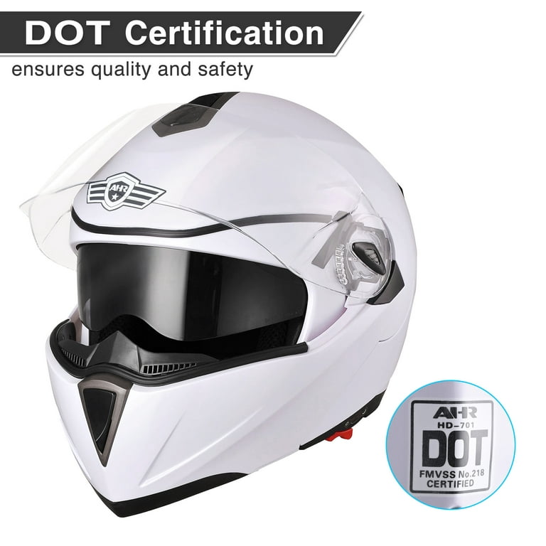 AHR Motorcycle Helmet Dual Visor Modular Flip up Full Face Helmet DOT  Approved RUN-M for Adult Motorbike Street Bike Moped Racing