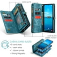 thumbnail image 4 of CaseMe Leather Case for Samsung Galaxy A35,2 in 1 Detachable Wallet Case with 8-Card Holder Zipper Bills Slot,Magnetic Shockproof Flip Leather Cover Zipper Pocket Phone Cases,Blue,For Galaxy A35, 4 of 8