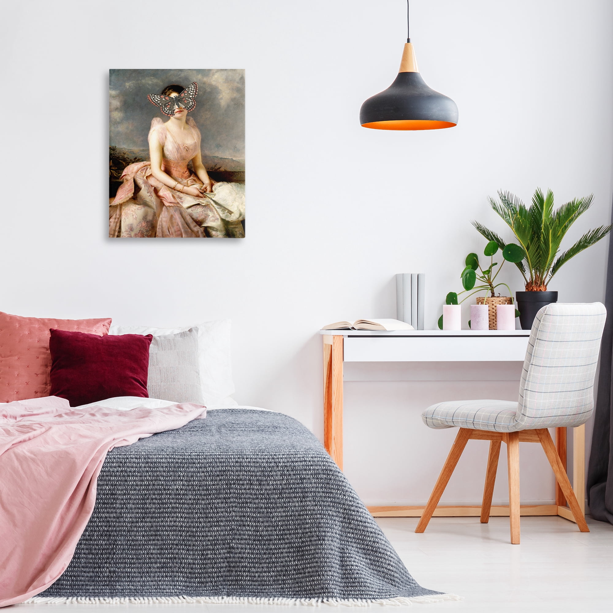 Stupell Industries Vintage Butterfly View People Painting Wrapped Canvas Art Print Wall Art, 24 x 30