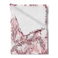 thumbnail image 2 of Floral Soft Flannel Fleece Blanket, Romantic Nature Scroll Style Pattern with Hand Drawn Leaves and Petals, Cozy Plush for Indoor and Outdoor Use, 50" x 60", Maroon Coral and White, by Ambesonne, 2 of 5