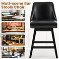 thumbnail image 4 of Firmoz 26" Swivel Bar Stools, PU Leather Upholstered Solid Wood Pub Chairs with Nailhead Trim, Black, 4 of 13