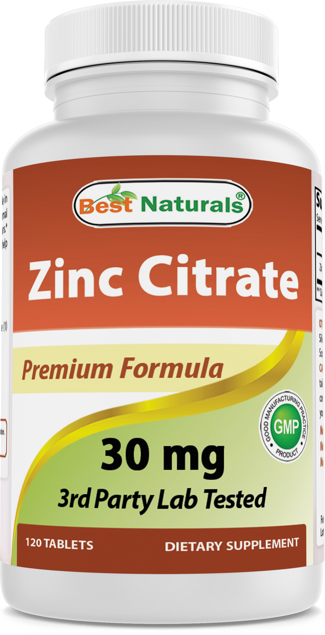 Best Naturals Zinc Citrate 30 mg Immune Support 120 Tablets