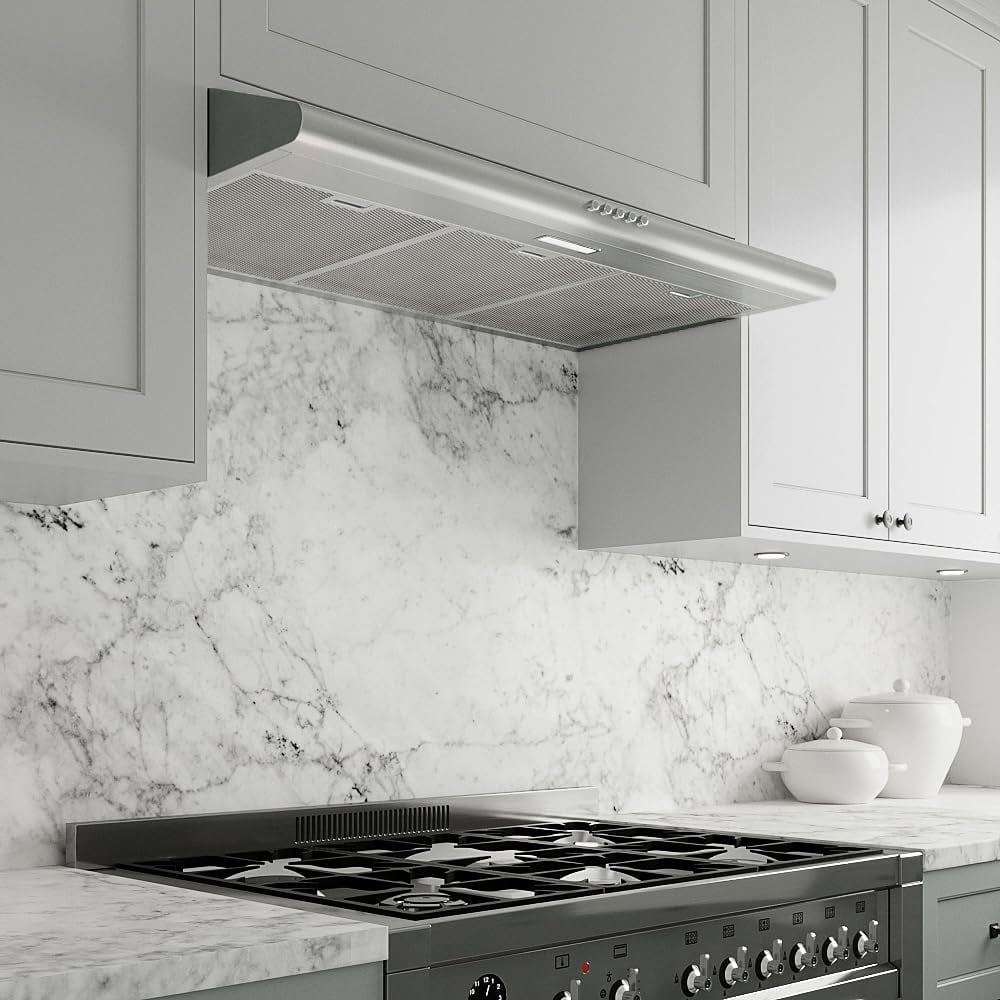 Streamline 36 in. Avellino Convertible Undermount 80 CFM Range Hood in Brushed Stainless Steel with Mesh Filters, Push Button Control, LED Light