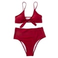 thumbnail image 4 of Sentmoon Two Piece Bathing Suits for Women Swimsuits Plus Size Womens Bikini Swimsuits Curvy Solid Color Spaghetti Strap Bathing Suits Women Beach Essentials for Women Wine S, 4 of 7