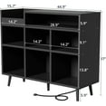 thumbnail image 2 of Cozy Castle Record Player Stand with Open Vinyl Storage, Record Player Table Holds up to 500 Albums, Vinyl Record Player Shelf with Power Outlet for Living Room, Black, 2 of 8