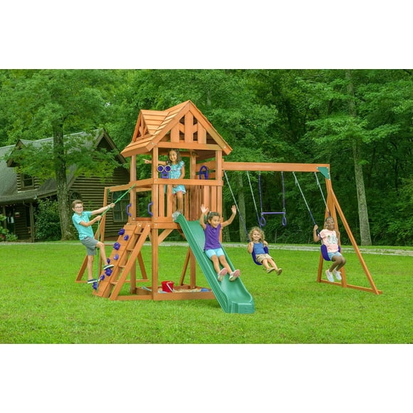 Ensemble de jeu en bois Mountain View Lodge avec toit en bois - Multi