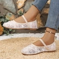 thumbnail image 4 of KIJBLAE Women's Lace Fairy Style Hollow Out Flats, Single Strap Mesh Slip On Elegant Casual Flat Shoes Beige 38, 4 of 9