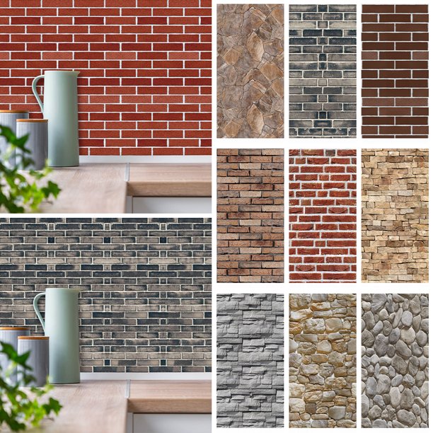 Goory Bricks Stone Tiles Wall Sticker Peel and Stick Backsplash Tiles