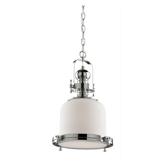 Artcraft AC10241CH Victoriaville Pendants 12in Chrome White Opal Glass & Metal