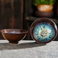 thumbnail image 4 of Chinese Kiln Change Ceramic Jianzhan Tea Cup Retro Temmoku Glaze Teacup Blue Pottery Tea Bowl Home Teaware Master Cups Wholesale, 4 of 58