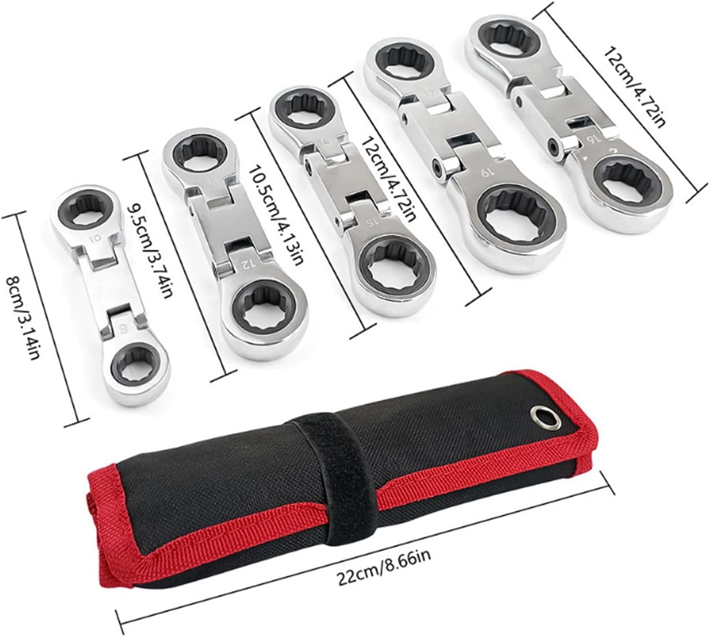5pcs Dual-Drive Nano Flex-Head Pocket Ratchet, 3/4“ Inch Retractable Ratchets Wrenches Set, 2025 New 5pcs Flex Head Ratchet Set, for Mechanical, Plumbing Repair Narrow Spaces