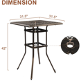 Cast Aluminum Patio Bar Table 42" Height High Top Outdoor Bar Table