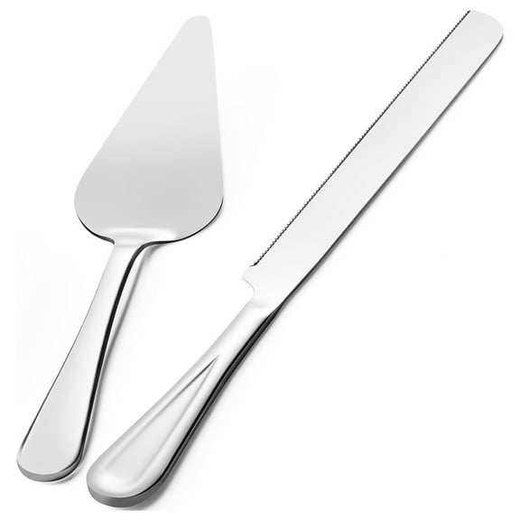 13-Inch Premium Cake Cutting Set for wedding,Exquisite Cake Knife and Server Set with Serrated Design, Ideal for Pastries, Pies, and Desserts (Silver)