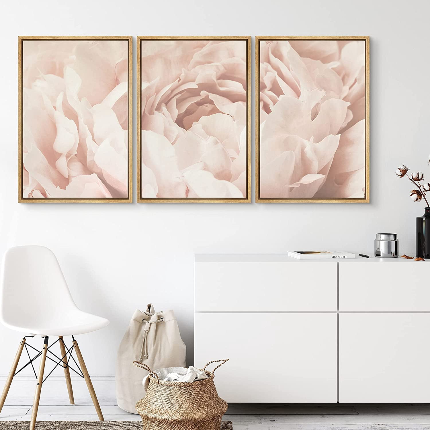 PixonSign Canvas Print Wall Art Set White Peony Flower Close-Up Floral ...