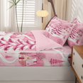 thumbnail image 5 of Manfei Festive Winter Village Zipper Full Size Comforter Sets with Fitted Sheet and 2 Pillowcases,Traditional Christmas Tree Snowflake Zipper Bedding Set,Pink Reversible,4pcs, 5 of 8