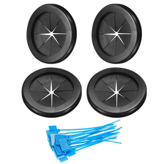 4Pack 2"(52mm) ID 2-3/8" (60mm) Drill Hole Grommets with Cable Ties, Black