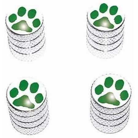- Paw Print Green Tire Rim Wheel Aluminum Valve Stem Caps, Multiple Colors