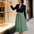 thumbnail image 6 of XIAOCHA Summer Midi Skirt for Women Solid Elastic Waist Side Pocket Flowy Loose Casual Everyday Long Skirts, 6 of 7
