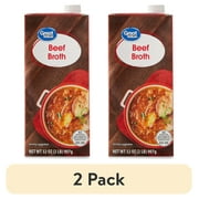 (2 pack) Great Value Beef Broth, 32 oz Carton