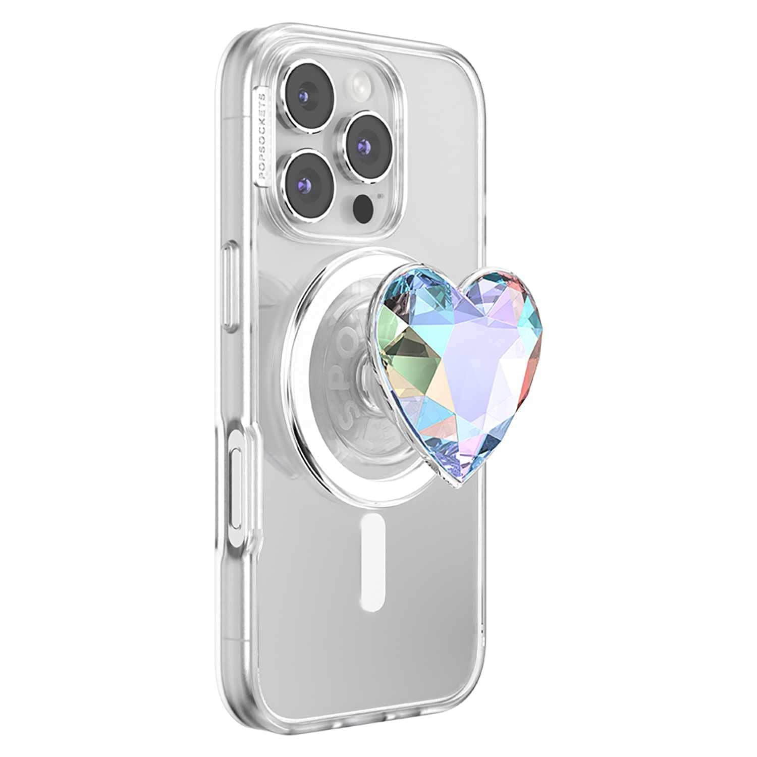 PopSockets PopGrip for MagSafe Round with Adapter Iridescent Dichroic Heart