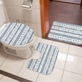 thumbnail image 5 of Retro Blue Grey Bathroom Rugs Set Country Farm Geometric Art Hand Painted Pattern Non Slip Absorbent Soft Bath Mats 3 Piece Set with Bathroom Rug, U-Shaped Floor Mat, Toilet Seat Cover Large Size, 5 of 9