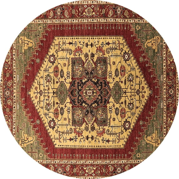 Ahgly Company Indoor Round Oriental Brown Industrial Area Rugs, 6' Round